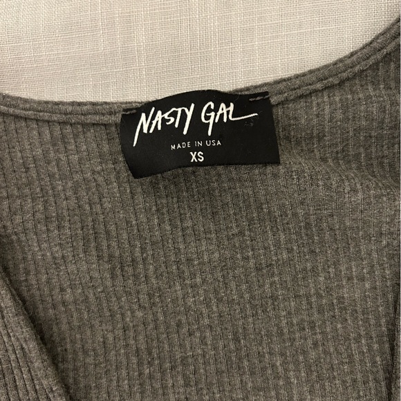 Nasty gal grey long sleeve wrap dress - Picture 2 of 3